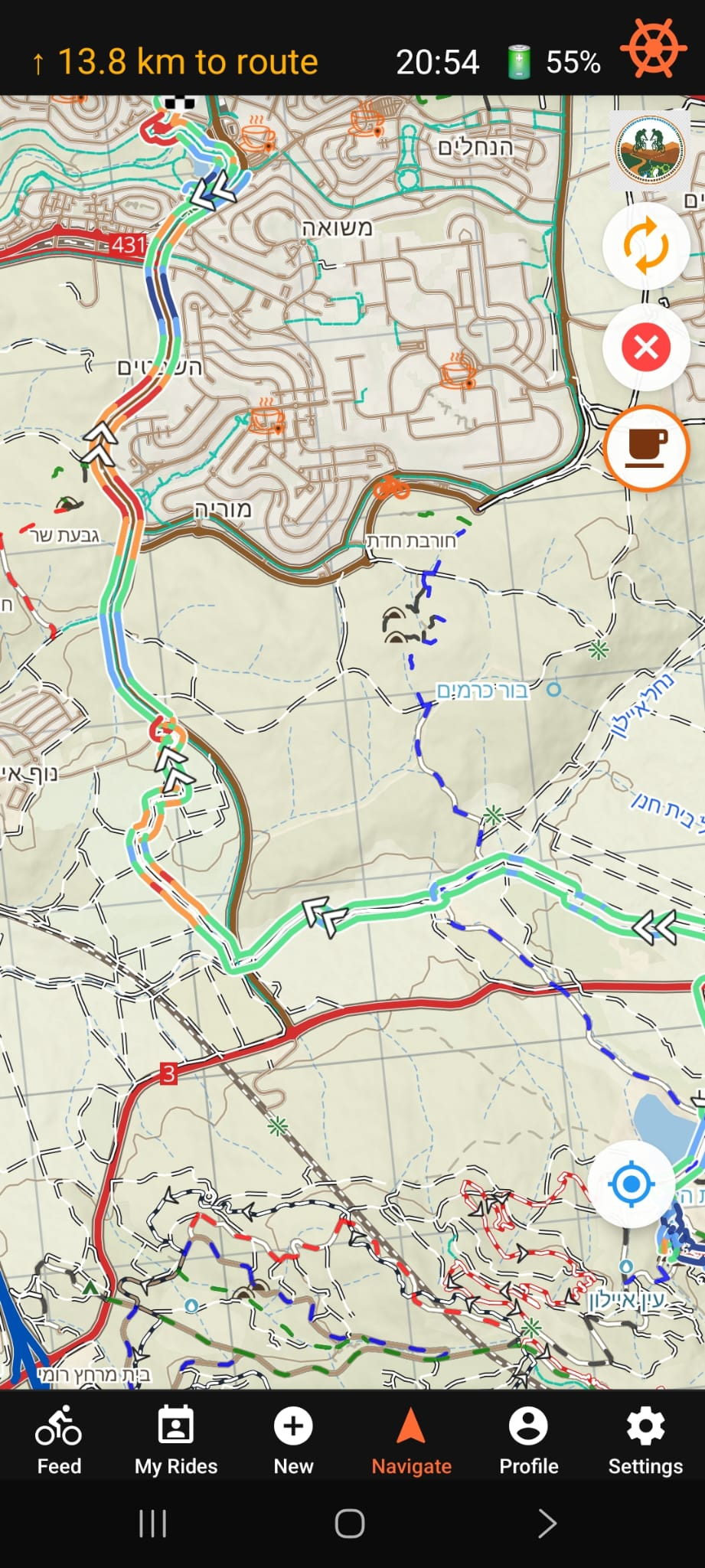 GPX navigation with slope colors